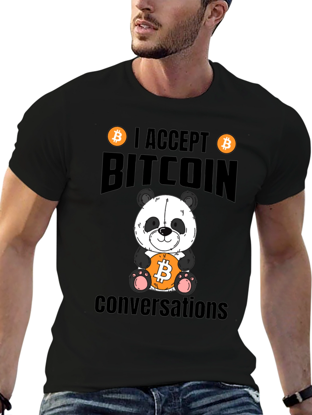 Bitcoin Panda T-Shirt - I Accept Bitcoin Conversations