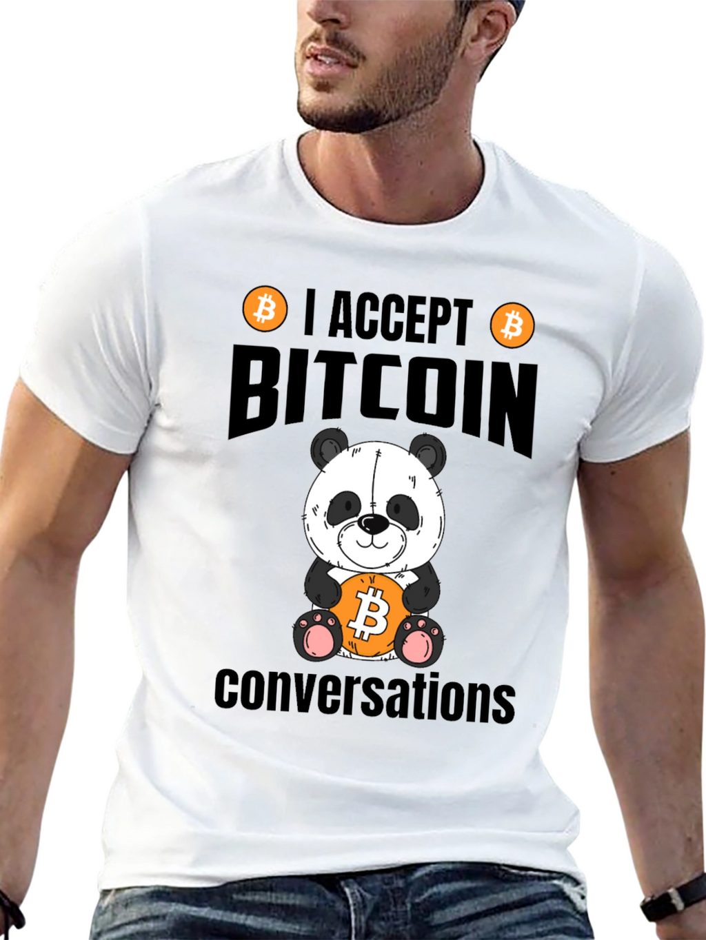 Bitcoin Panda T-Shirt - I Accept Bitcoin Conversations