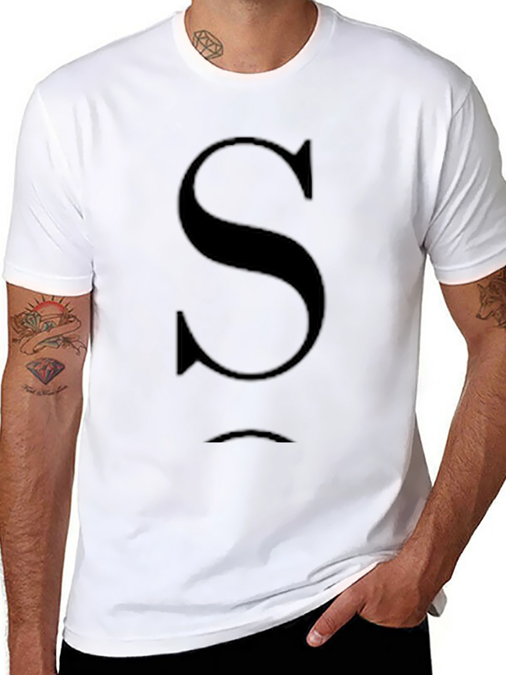 Mens Black T-Shirt with S Design