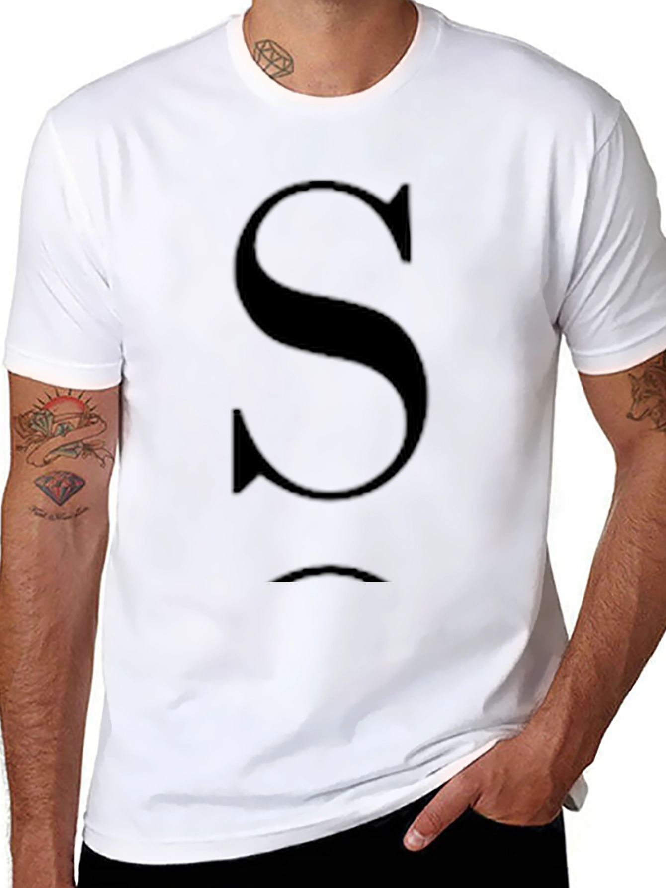 Mens Black T-Shirt with S Design