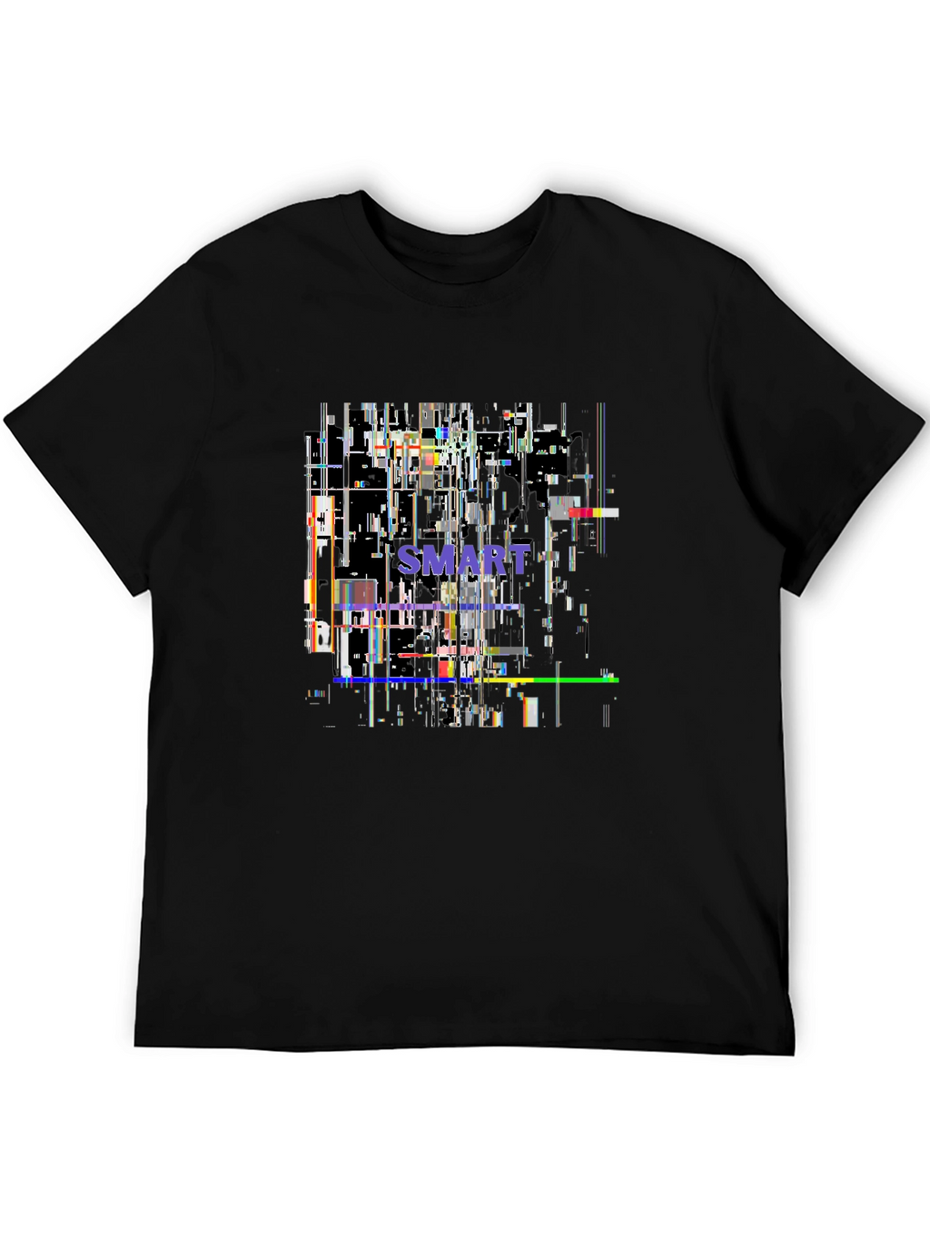 Smart Glitch Black T-Shirt - Abstract Graphic Tee