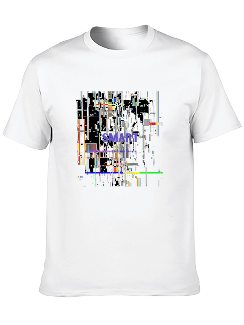 Smart Glitch Black T-Shirt - Abstract Graphic Tee