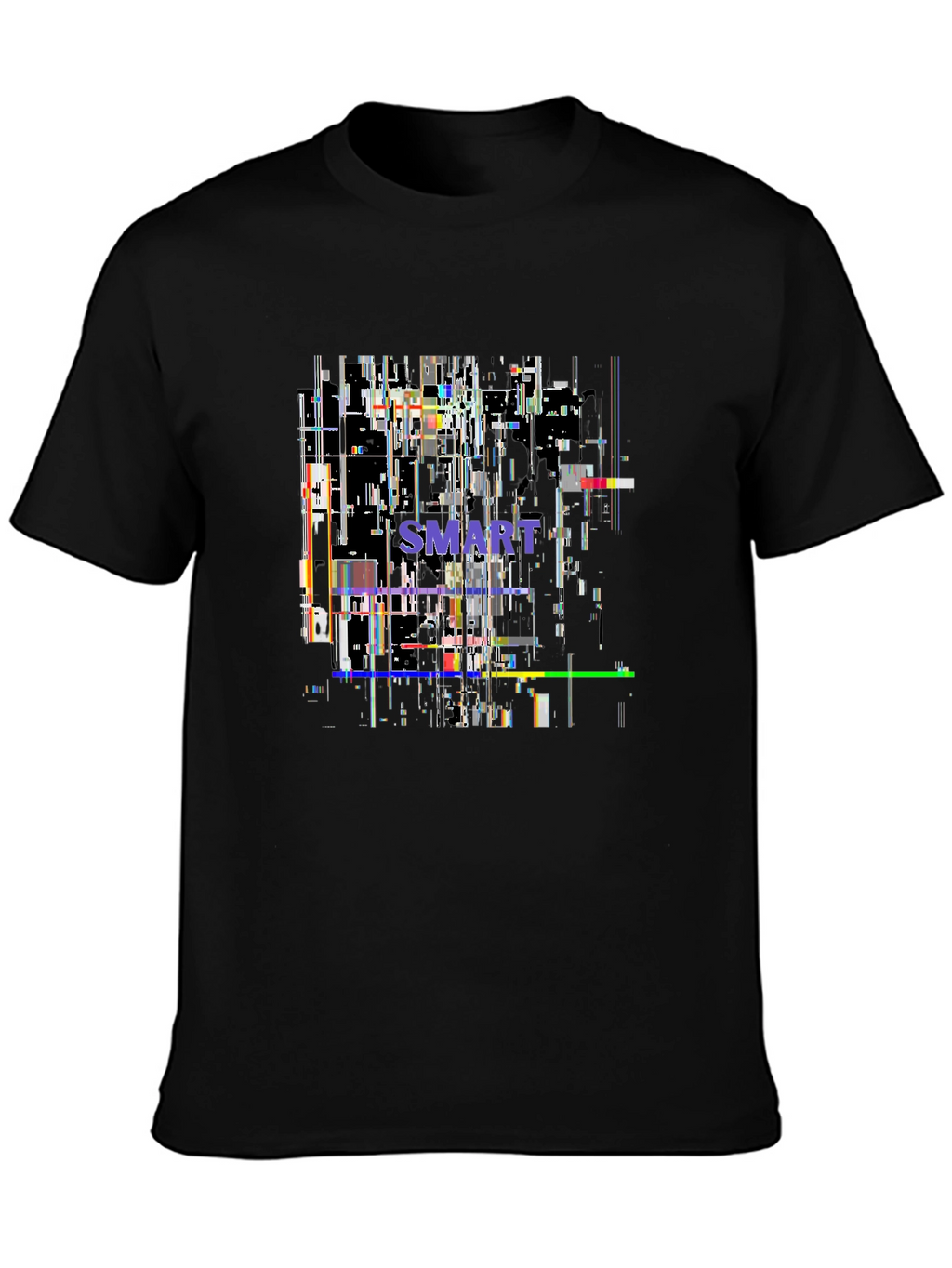 Smart Glitch Black T-Shirt - Abstract Graphic Tee