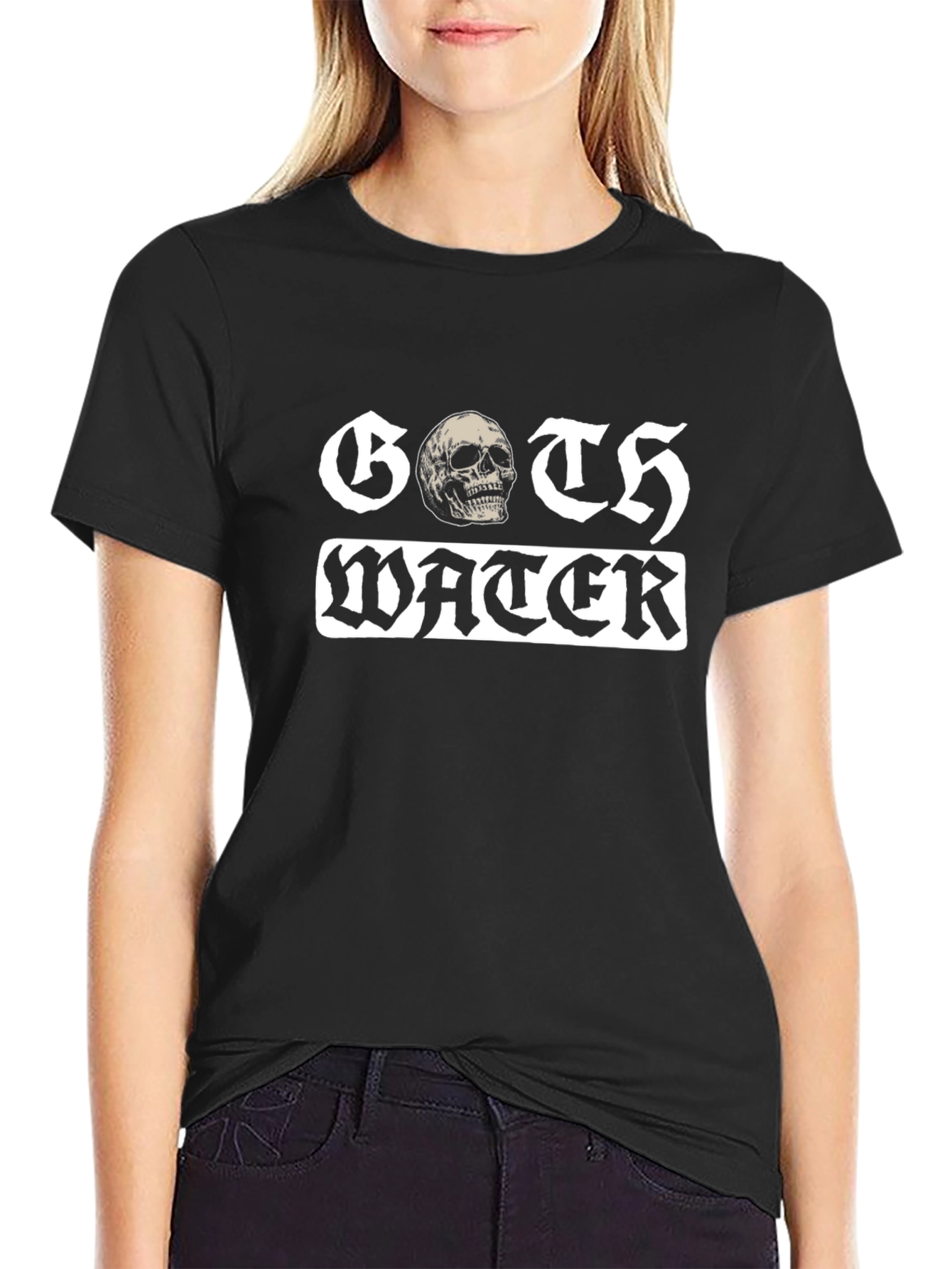 Goth Water Skull T-Shirt - Black Graphic Tee