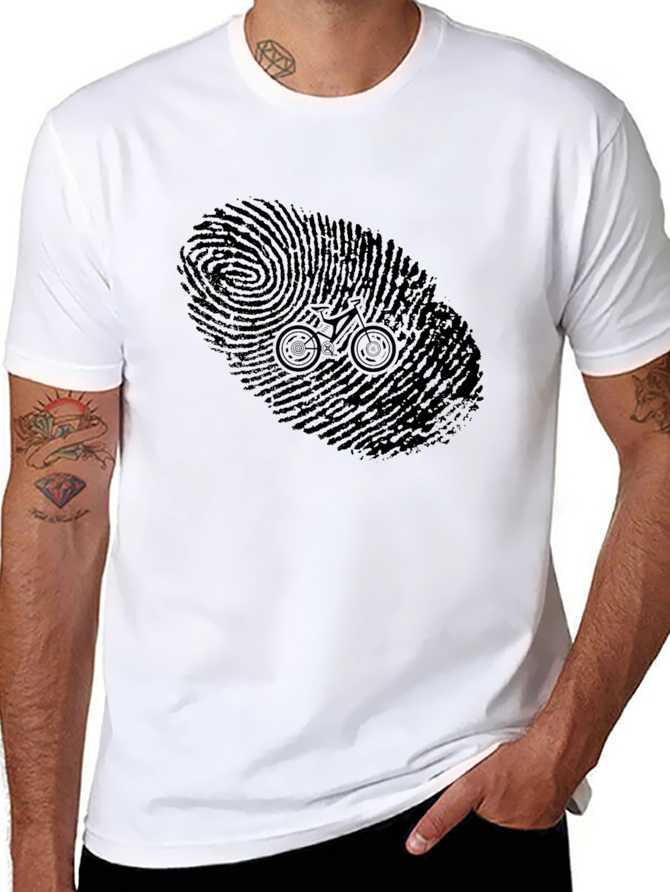 Bike Print Tee - Black Cotton Bicycle Graphic T-Shirt