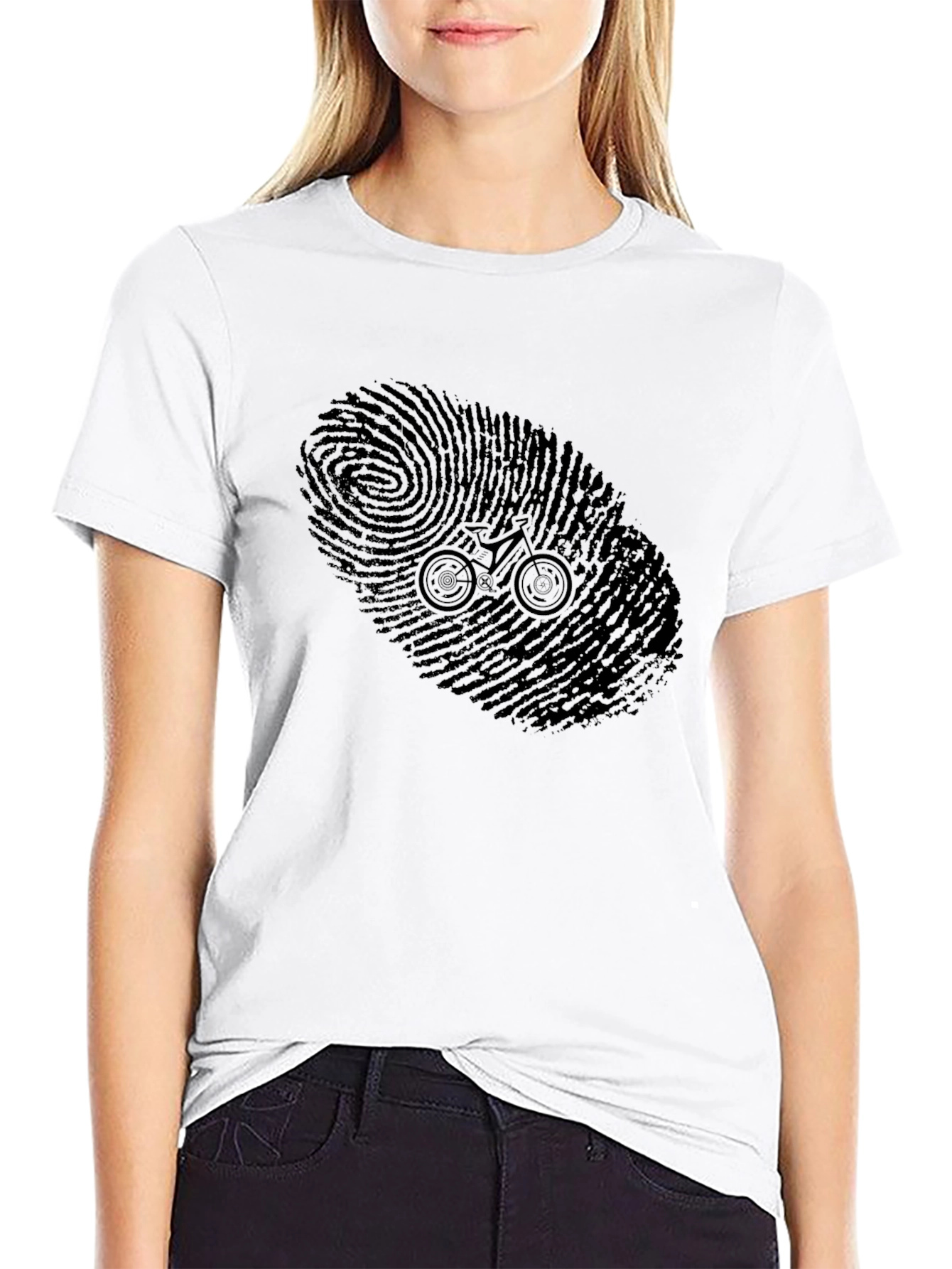 Bike Print Tee - Black Cotton Bicycle Graphic T-Shirt