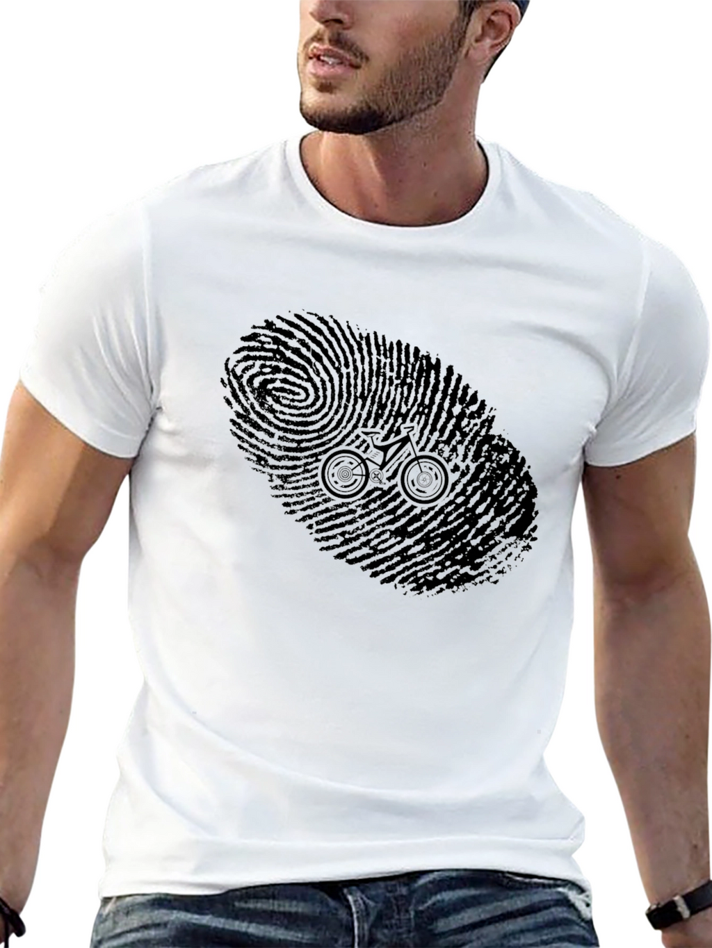 Bike Print Tee - Black Cotton Bicycle Graphic T-Shirt