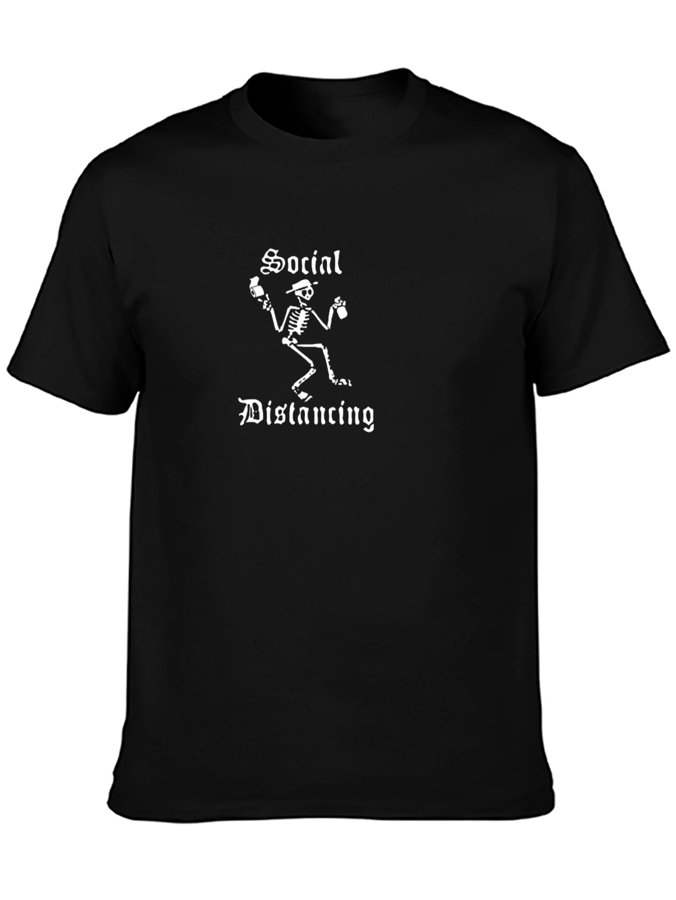 Social Distancing Skeleton Graphic Tee - Black