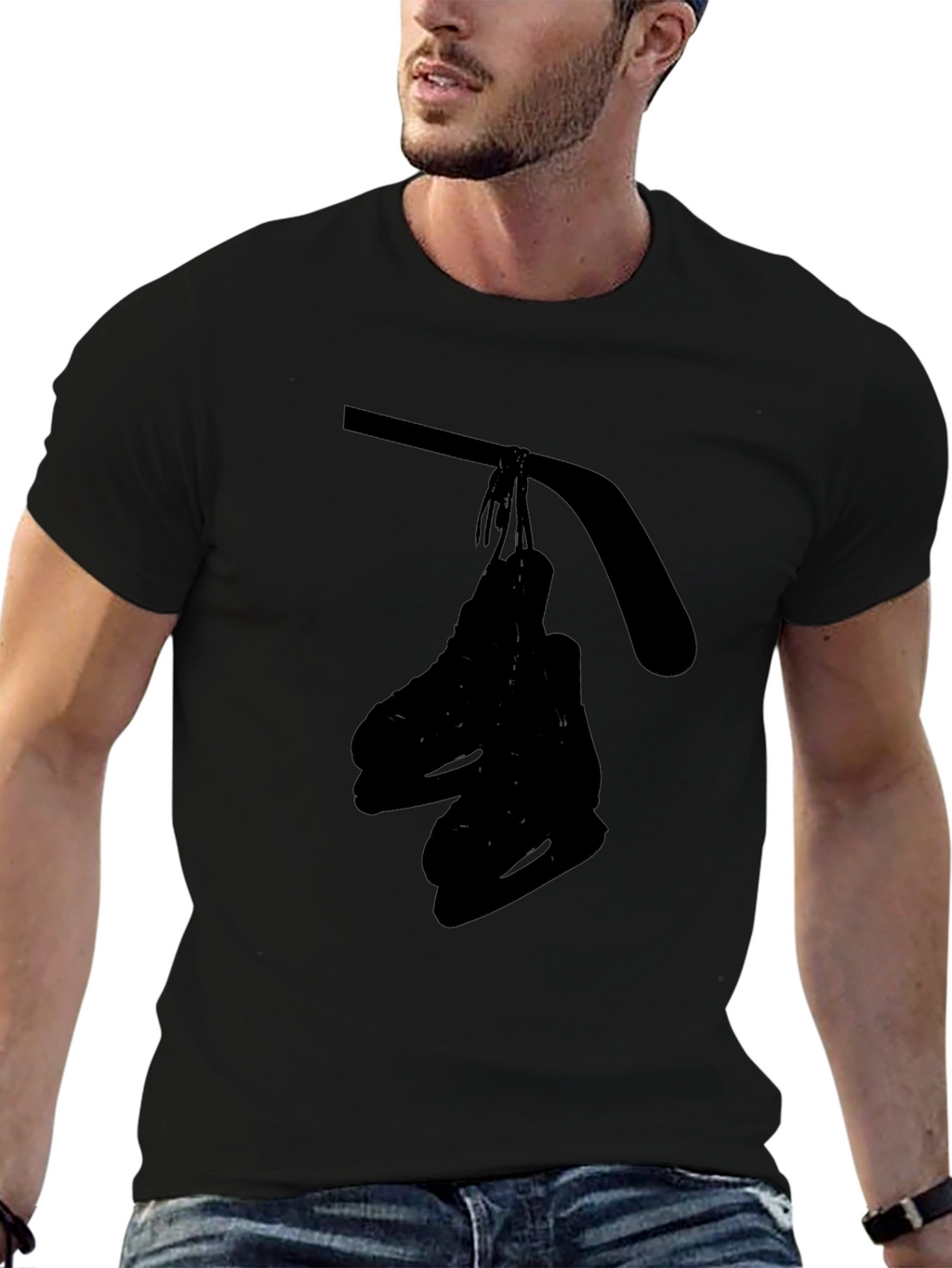 Black Hockey Skates Graphic T-Shirt