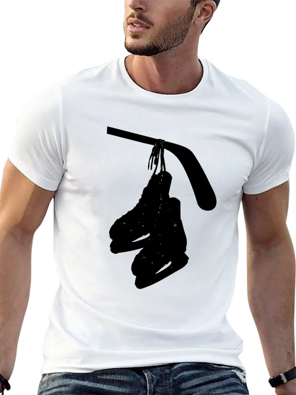 Black Hockey Skates Graphic T-Shirt