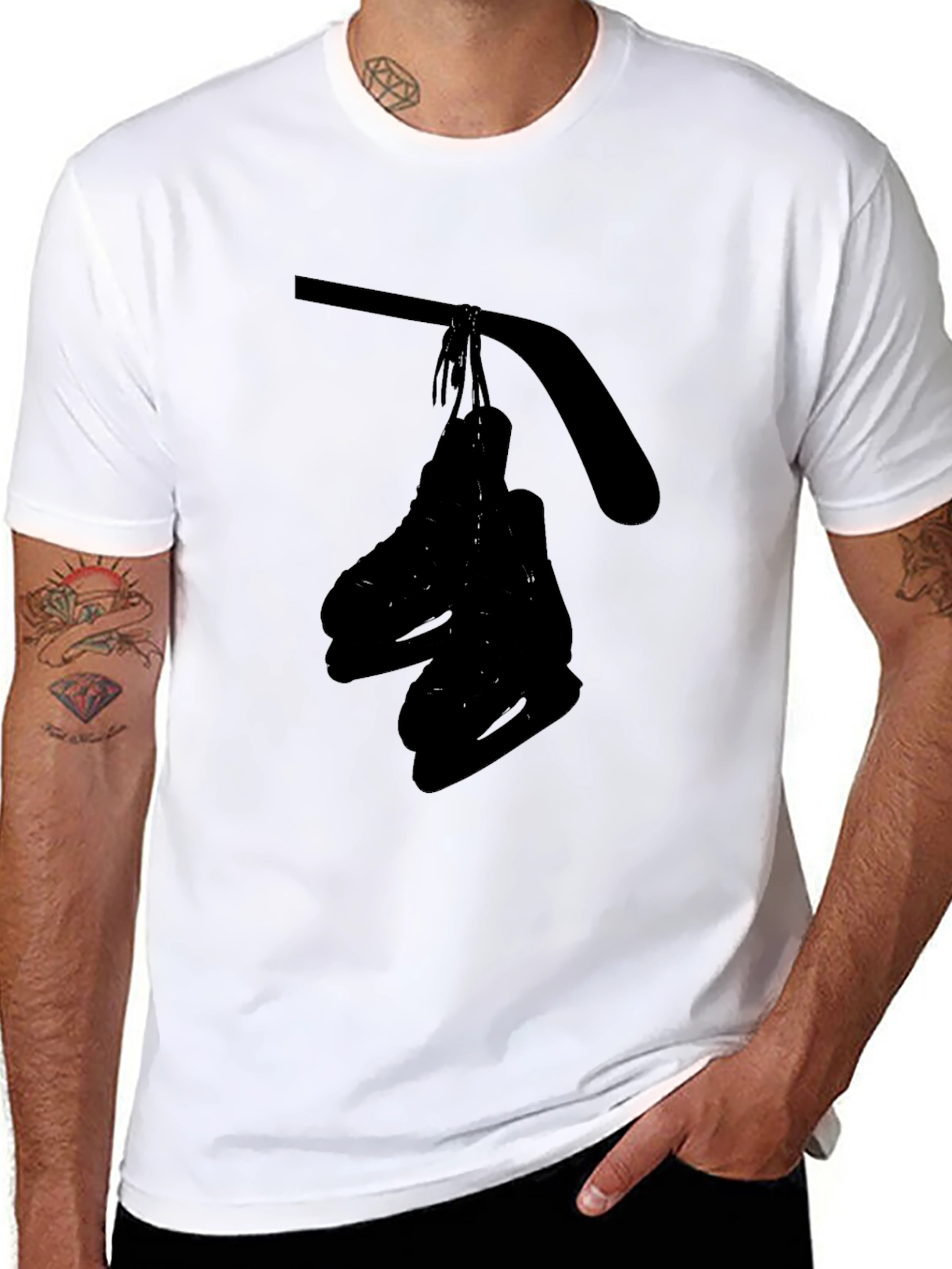 Black Hockey Skates Graphic T-Shirt