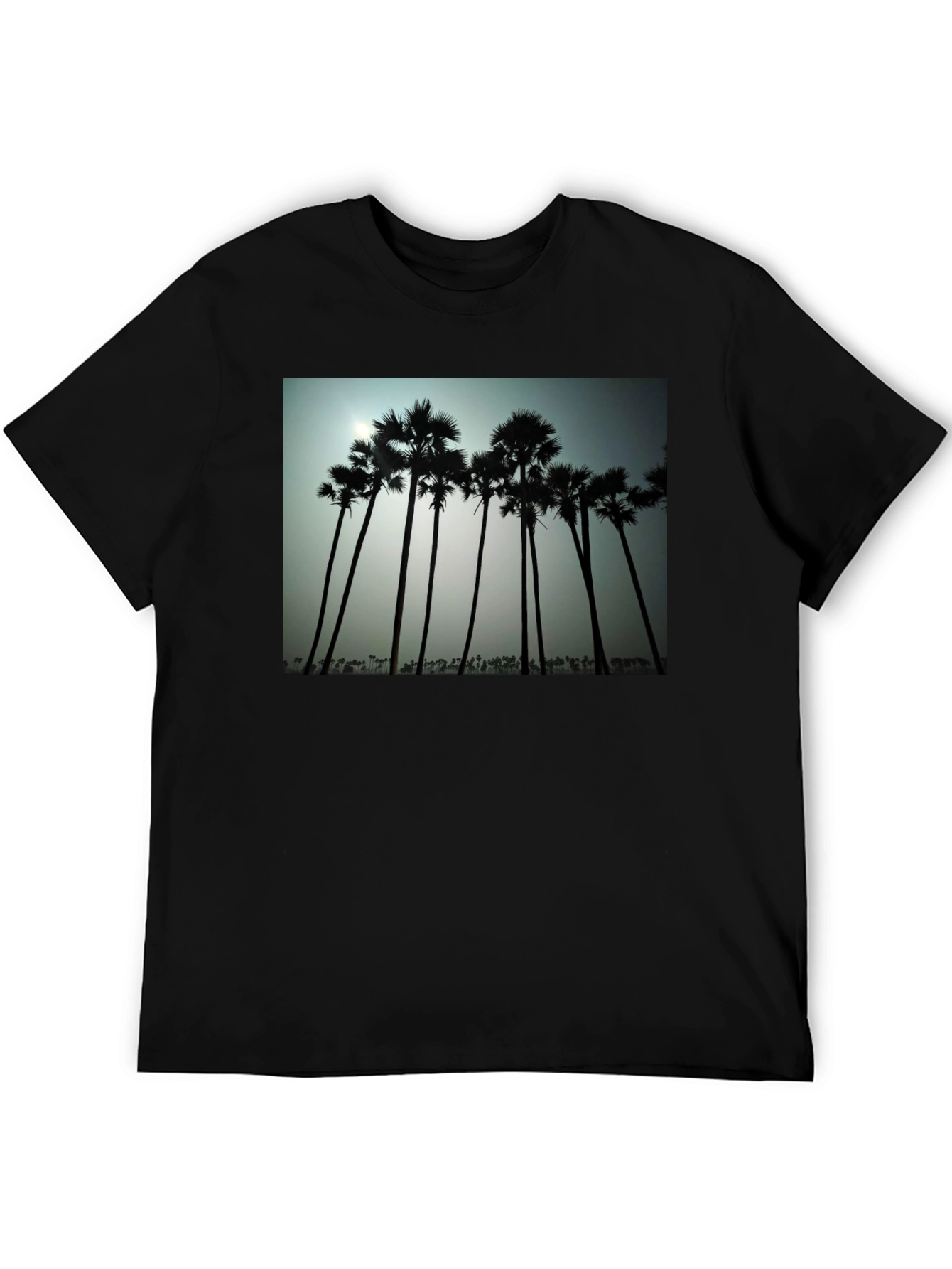Tropical Silhouette T-Shirt - Black Cotton Tee