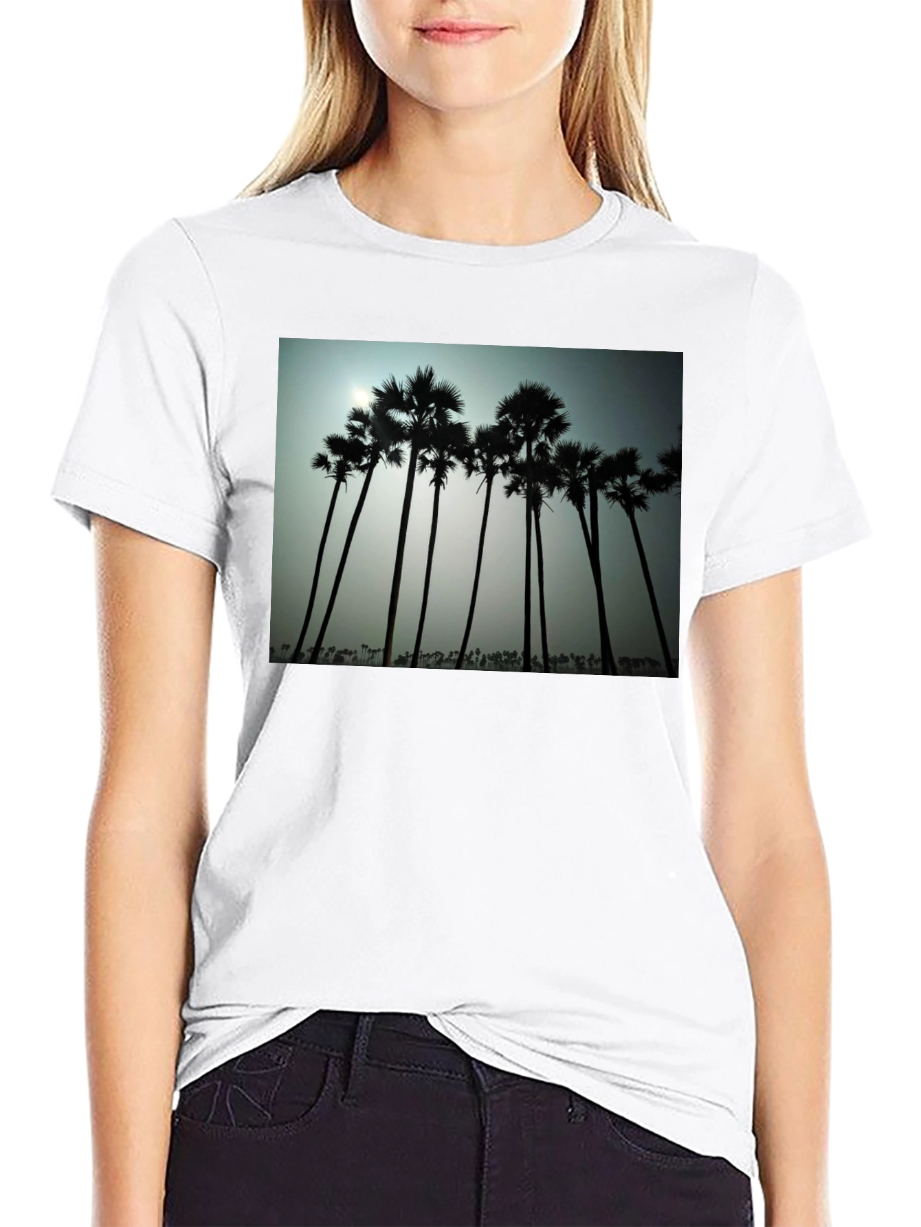 Tropical Silhouette T-Shirt - Black Cotton Tee