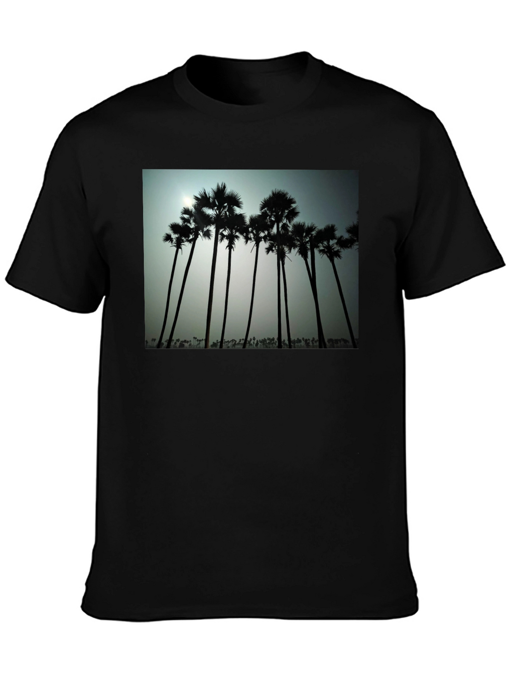 Tropical Silhouette T-Shirt - Black Cotton Tee