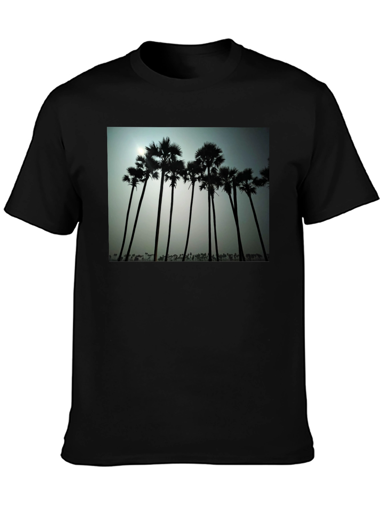 Tropical Silhouette T-Shirt - Black Cotton Tee