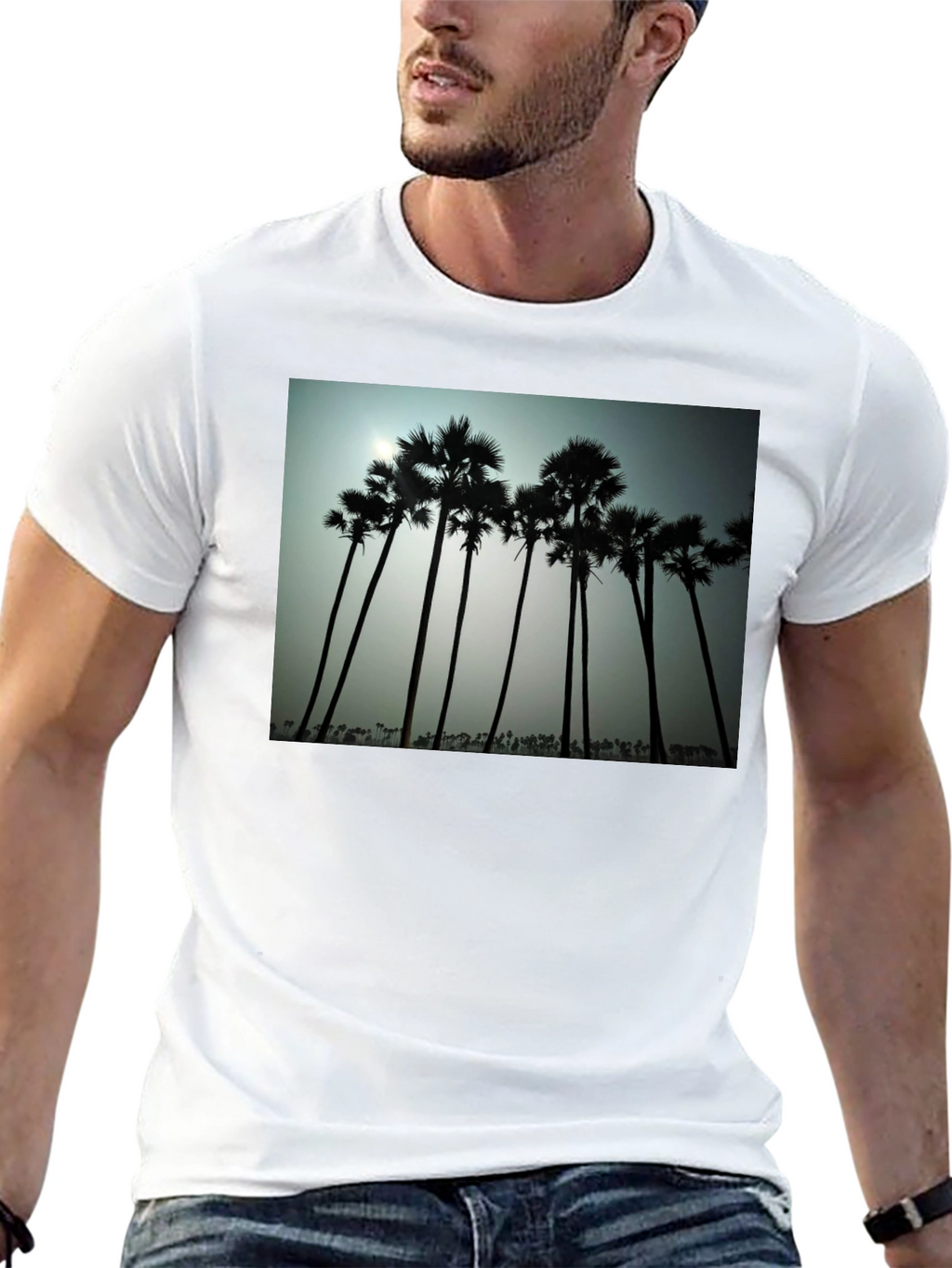 Tropical Silhouette T-Shirt - Black Cotton Tee