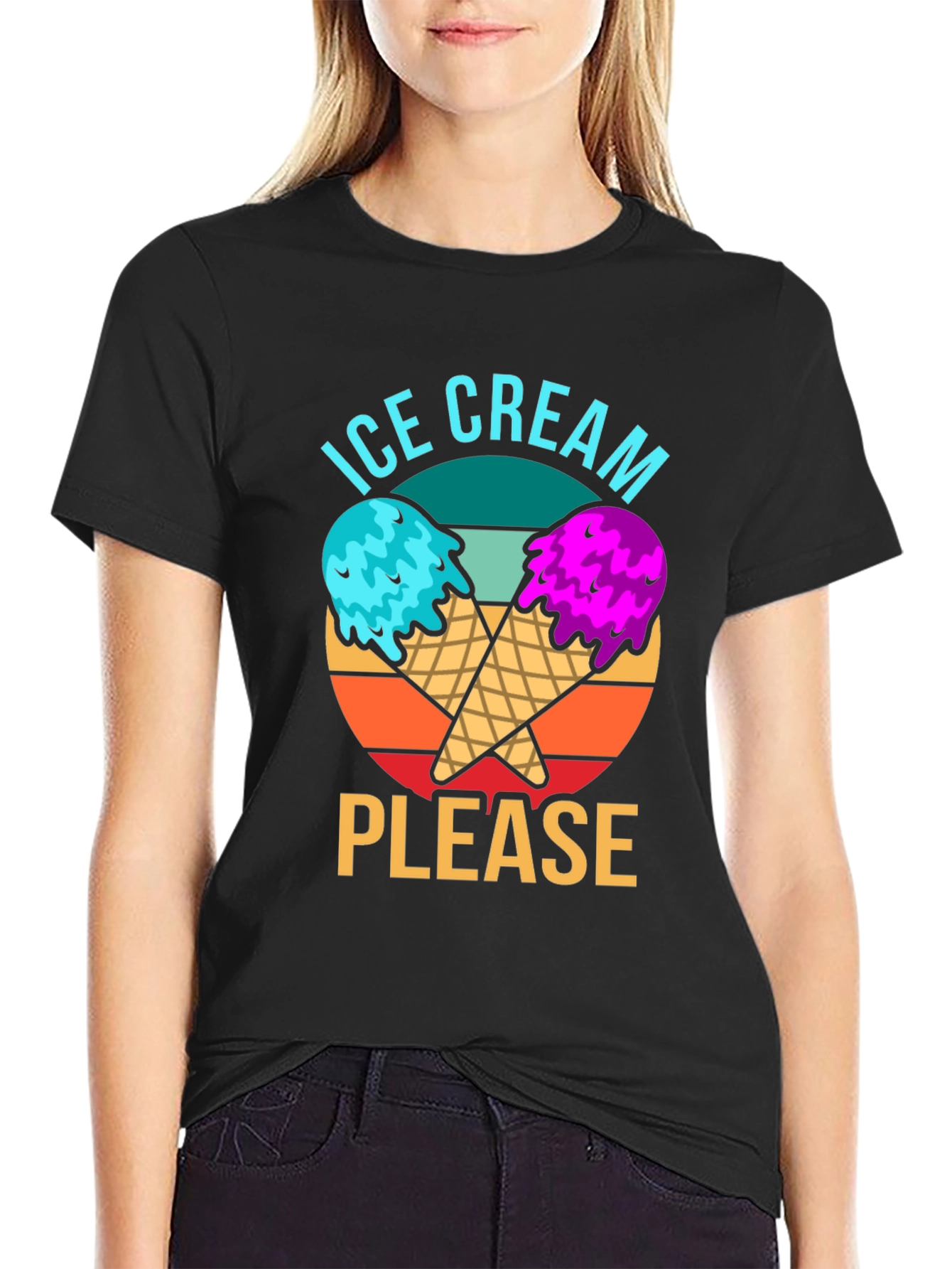Ice Cream Please Graphic Tee - Novelty T-Shirt