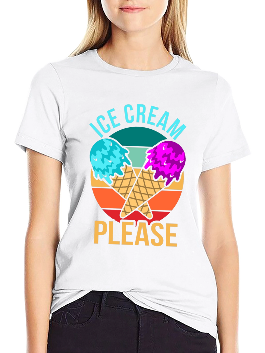 Ice Cream Please Graphic Tee - Novelty T-Shirt