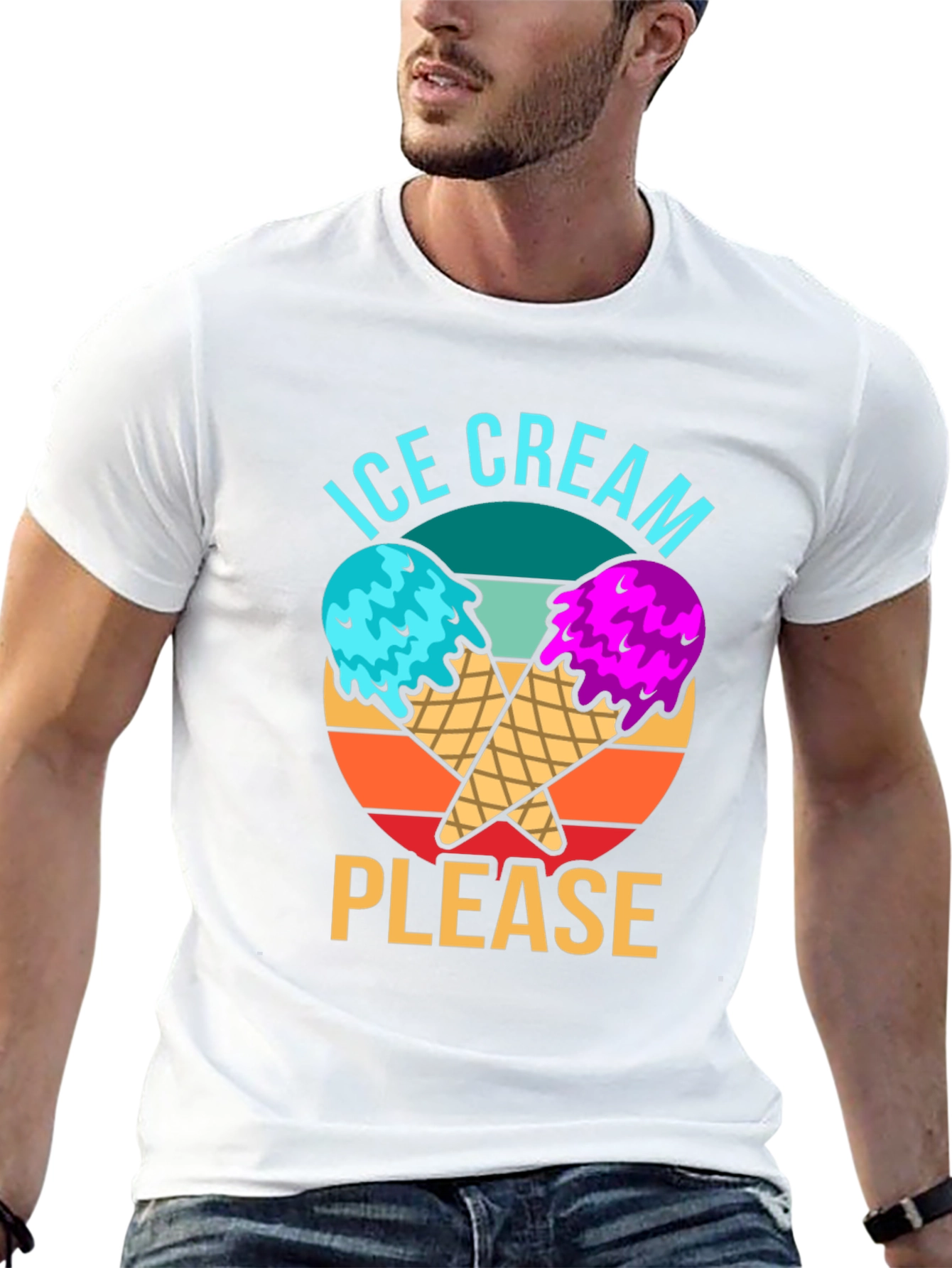 Ice Cream Please Graphic Tee - Novelty T-Shirt