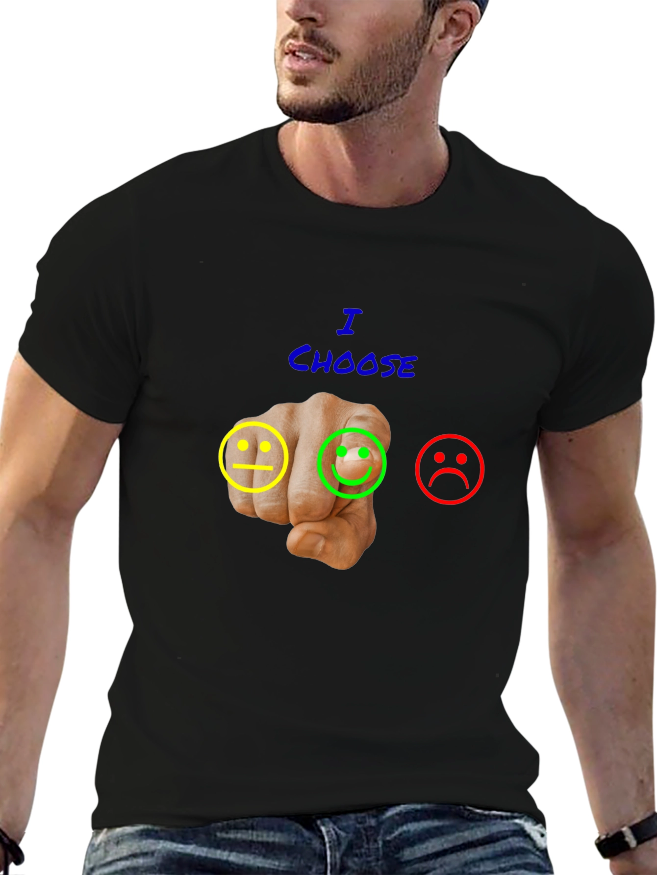 Choose Happy Graphic T-Shirt - Black Casual Tee