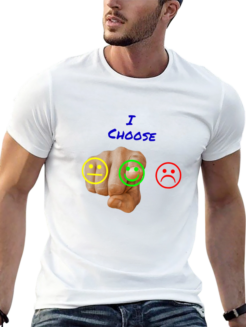 Choose Happy Graphic T-Shirt - Black Casual Tee