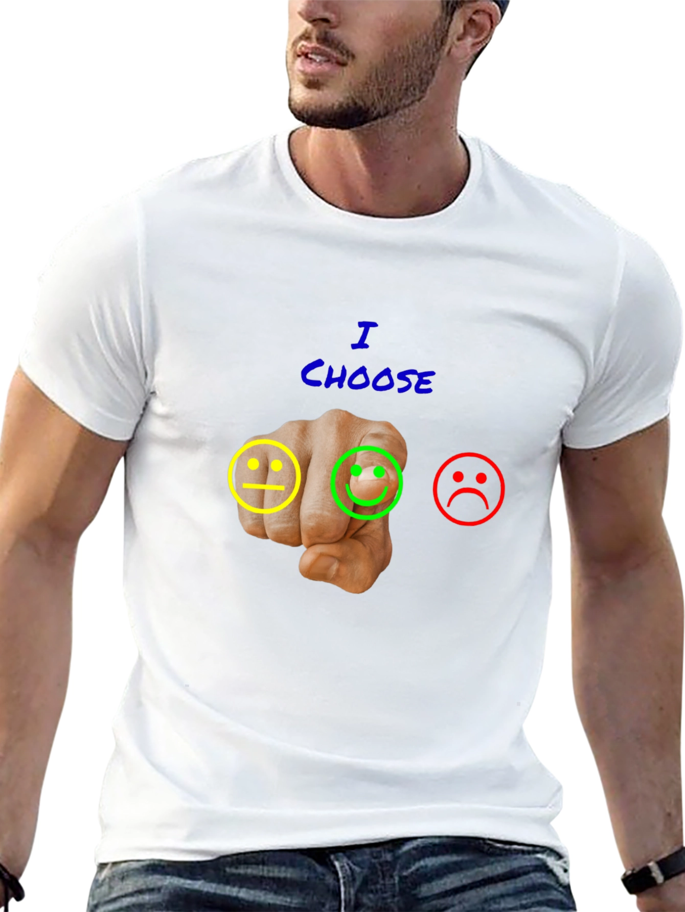 Choose Happy Graphic T-Shirt - Black Casual Tee