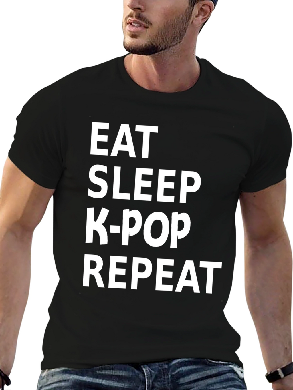 Eat Sleep K-Pop Repeat Black T-Shirt