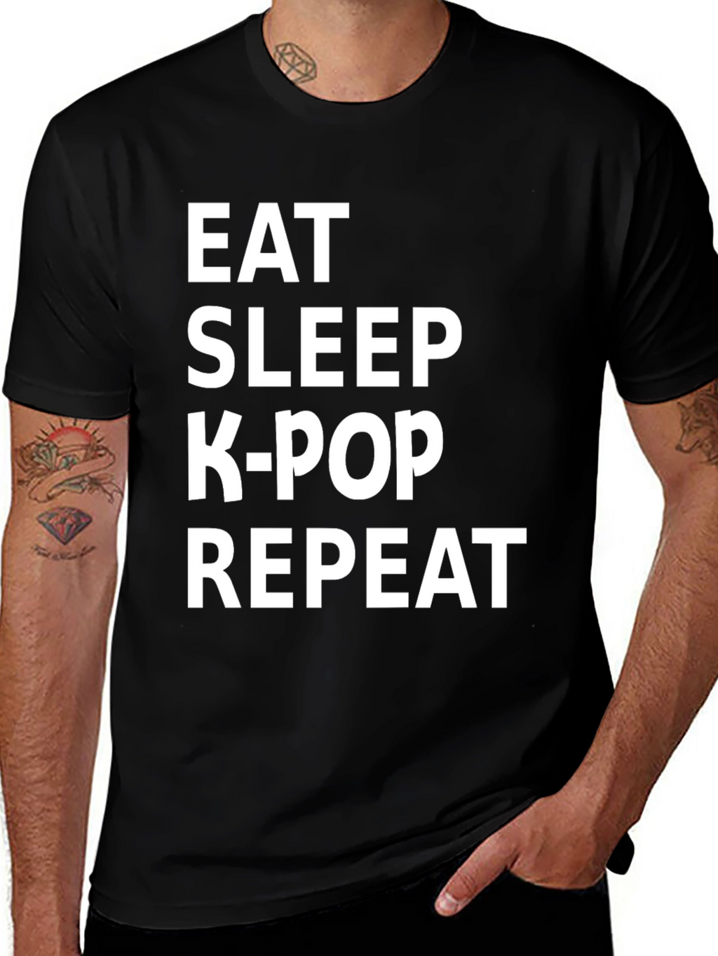 Eat Sleep K-Pop Repeat Black T-Shirt