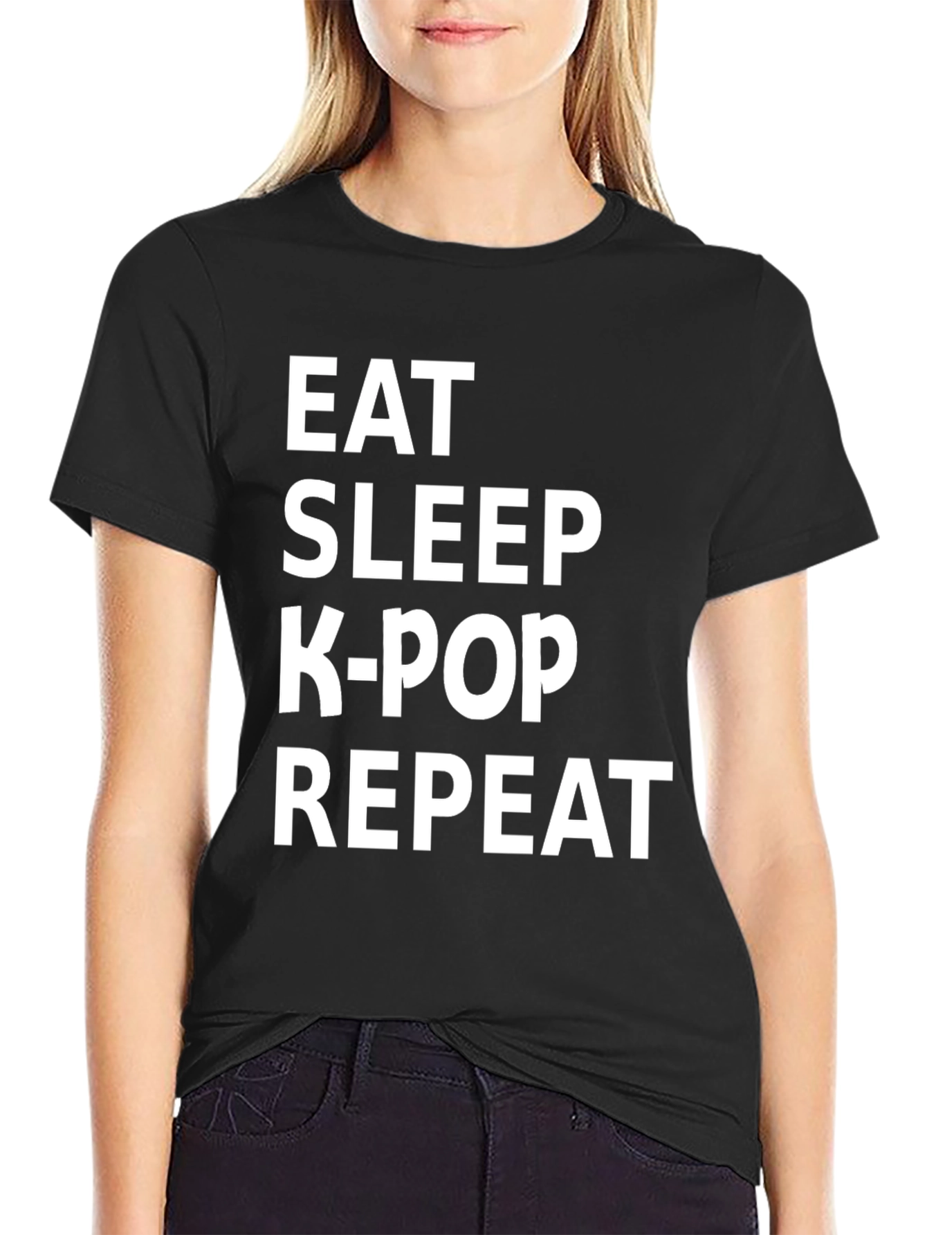 Eat Sleep K-Pop Repeat Black T-Shirt