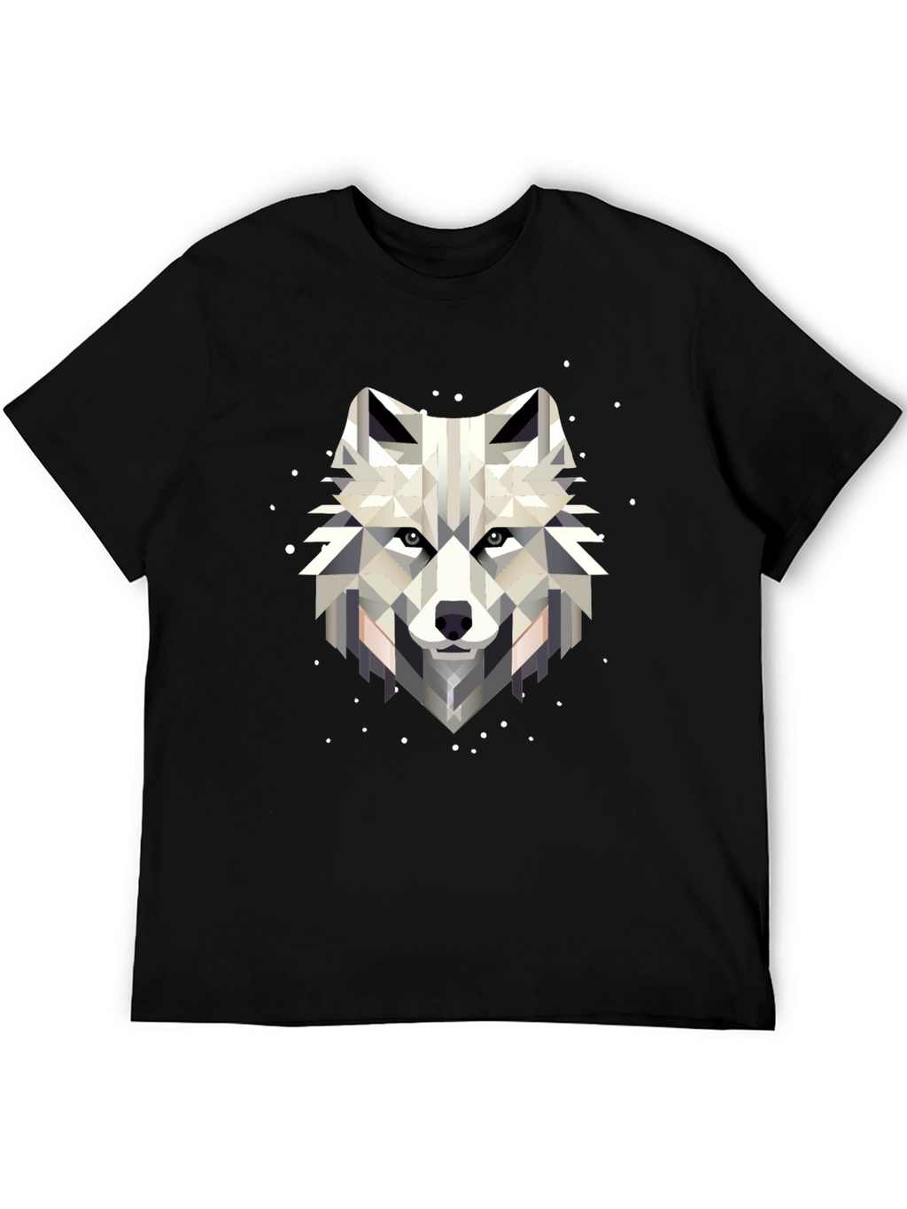Geometric Wolf Graphic Black T-Shirt