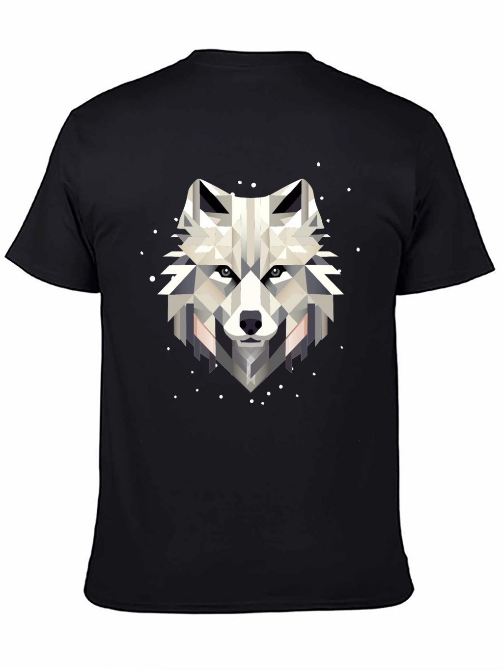 Geometric Wolf Graphic Black T-Shirt