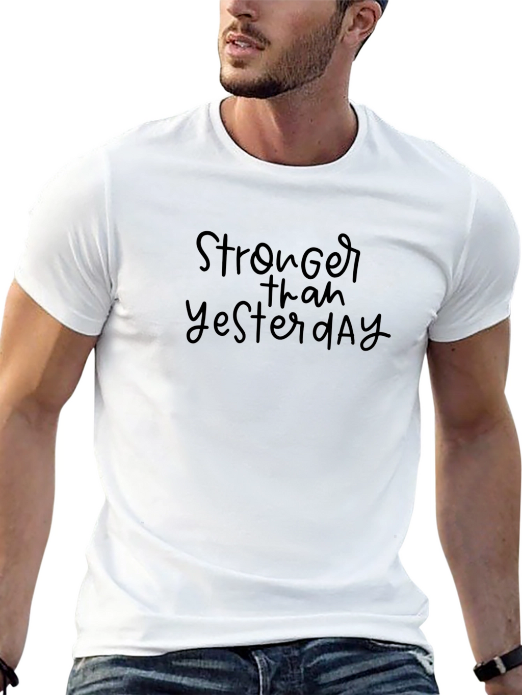 Stronger Than Yesterday Black Graphic T-Shirt