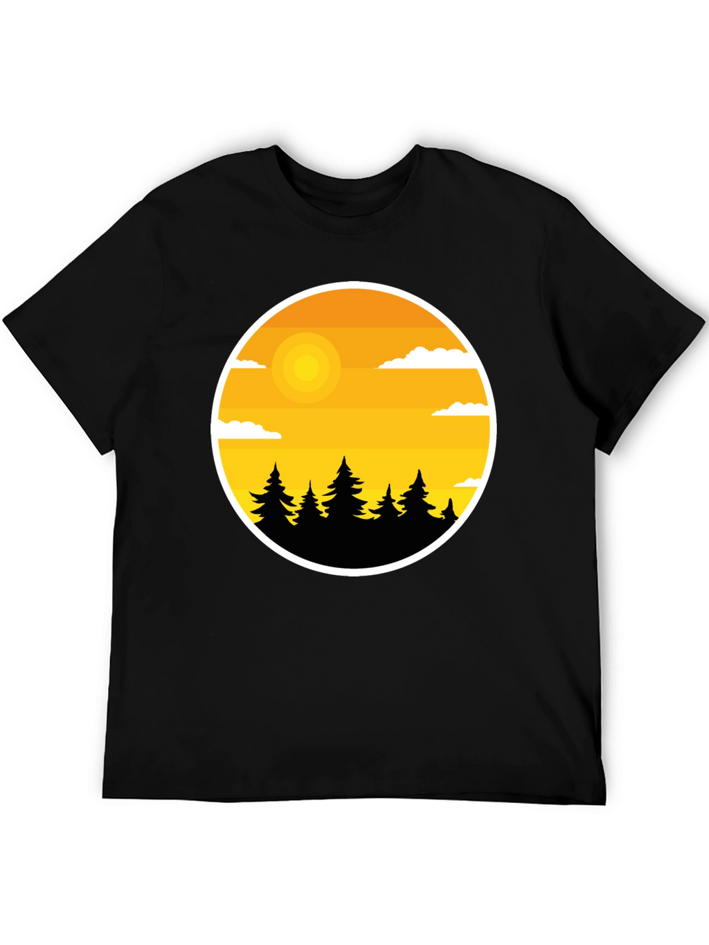 Nature Landscape Graphic Tee - Black Cotton Blend