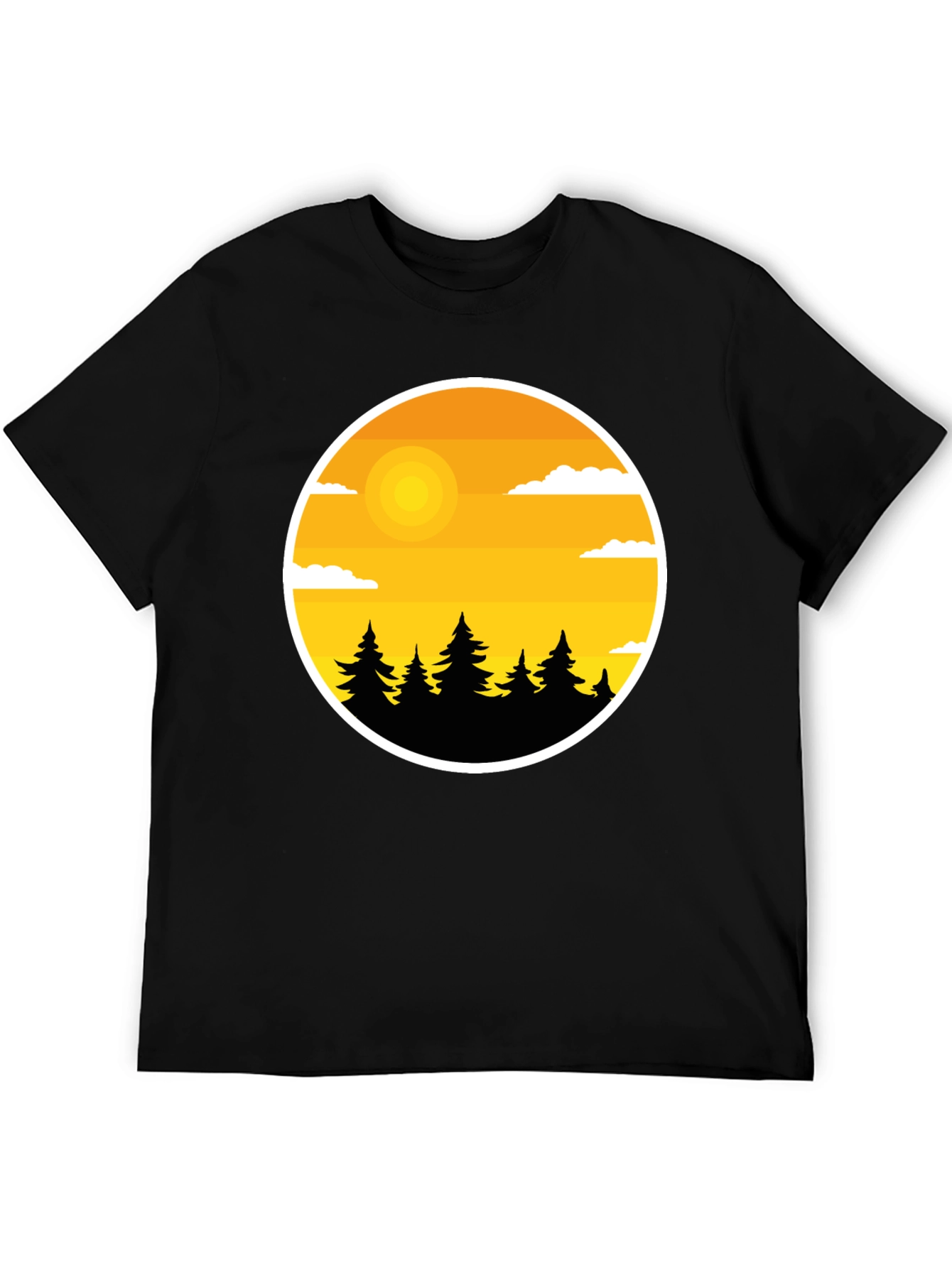 Nature Landscape Graphic Tee - Black Cotton Blend