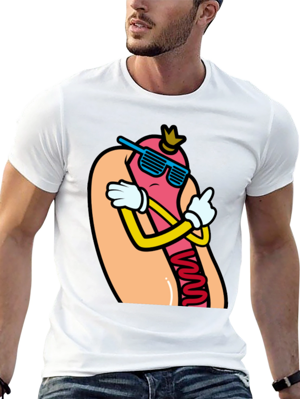 Cool Cartoon Hotdog T-Shirt - Funny Foodie Tee