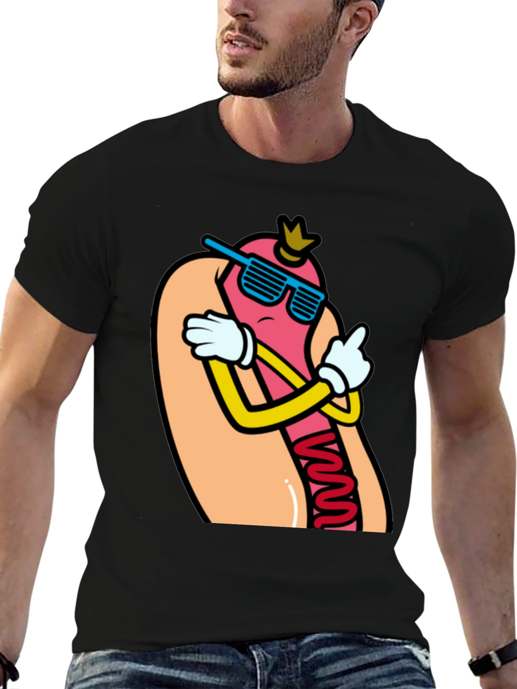 Cool Cartoon Hotdog T-Shirt - Funny Foodie Tee