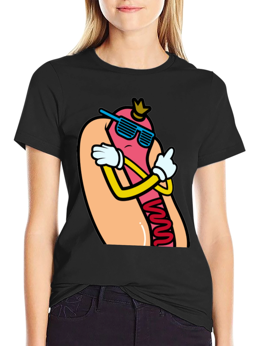 Cool Cartoon Hotdog T-Shirt - Funny Foodie Tee