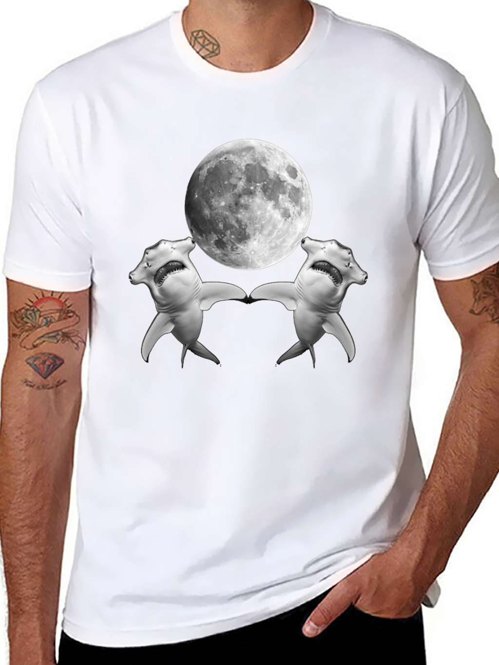 Hammerhead Shark Moon T-Shirt