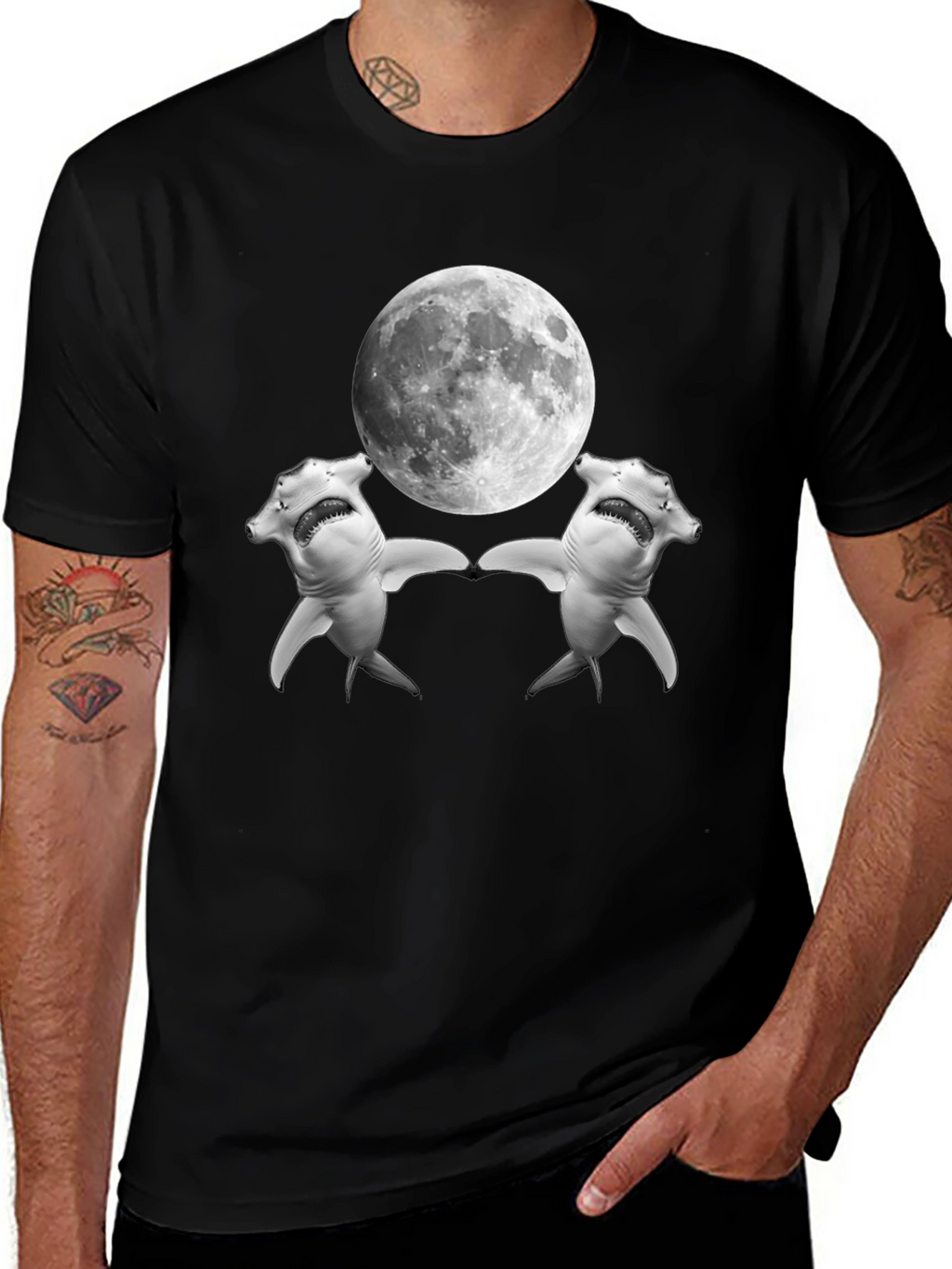 Hammerhead Shark Moon T-Shirt