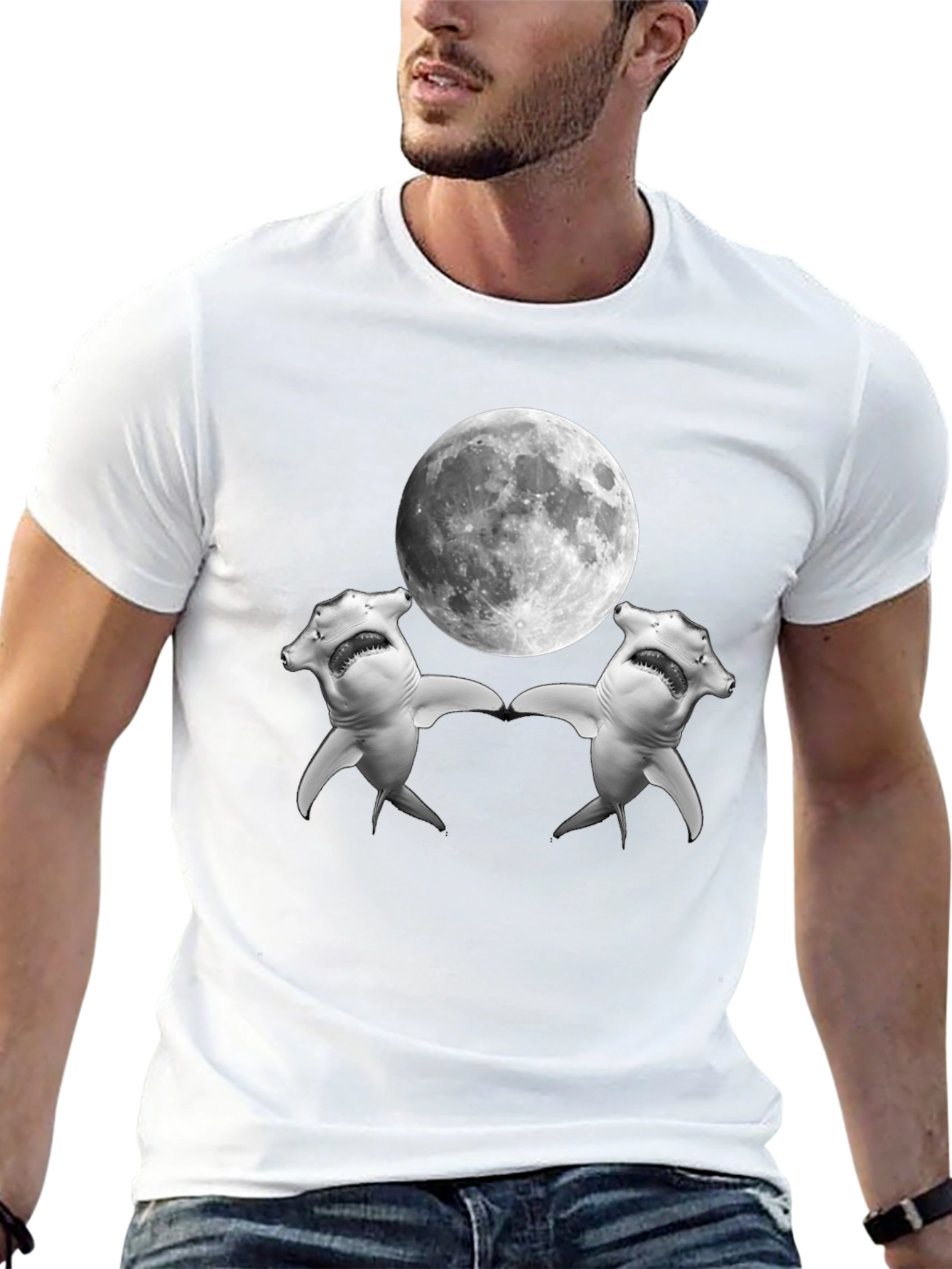 Hammerhead Shark Moon T-Shirt