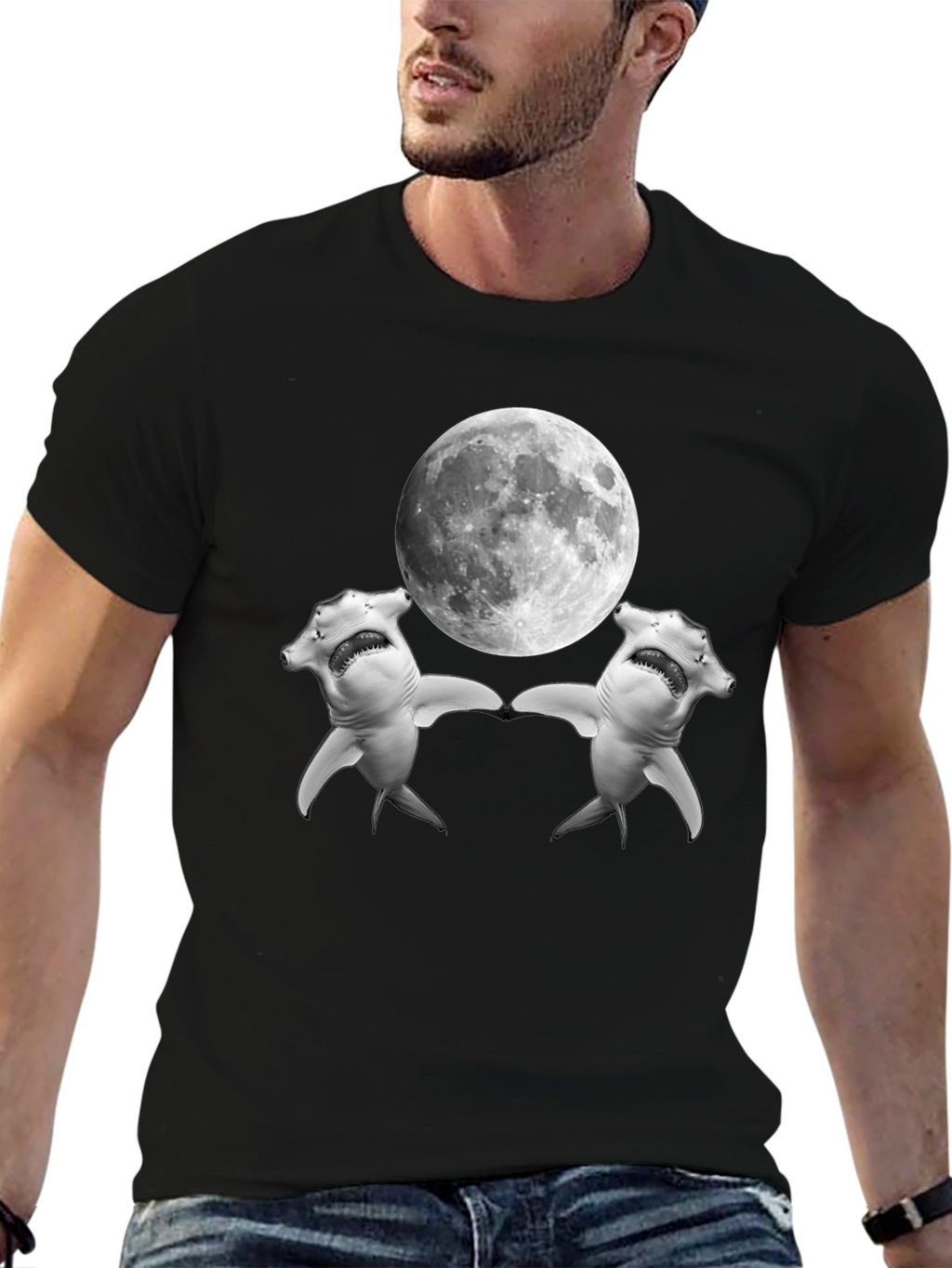 Hammerhead Shark Moon T-Shirt
