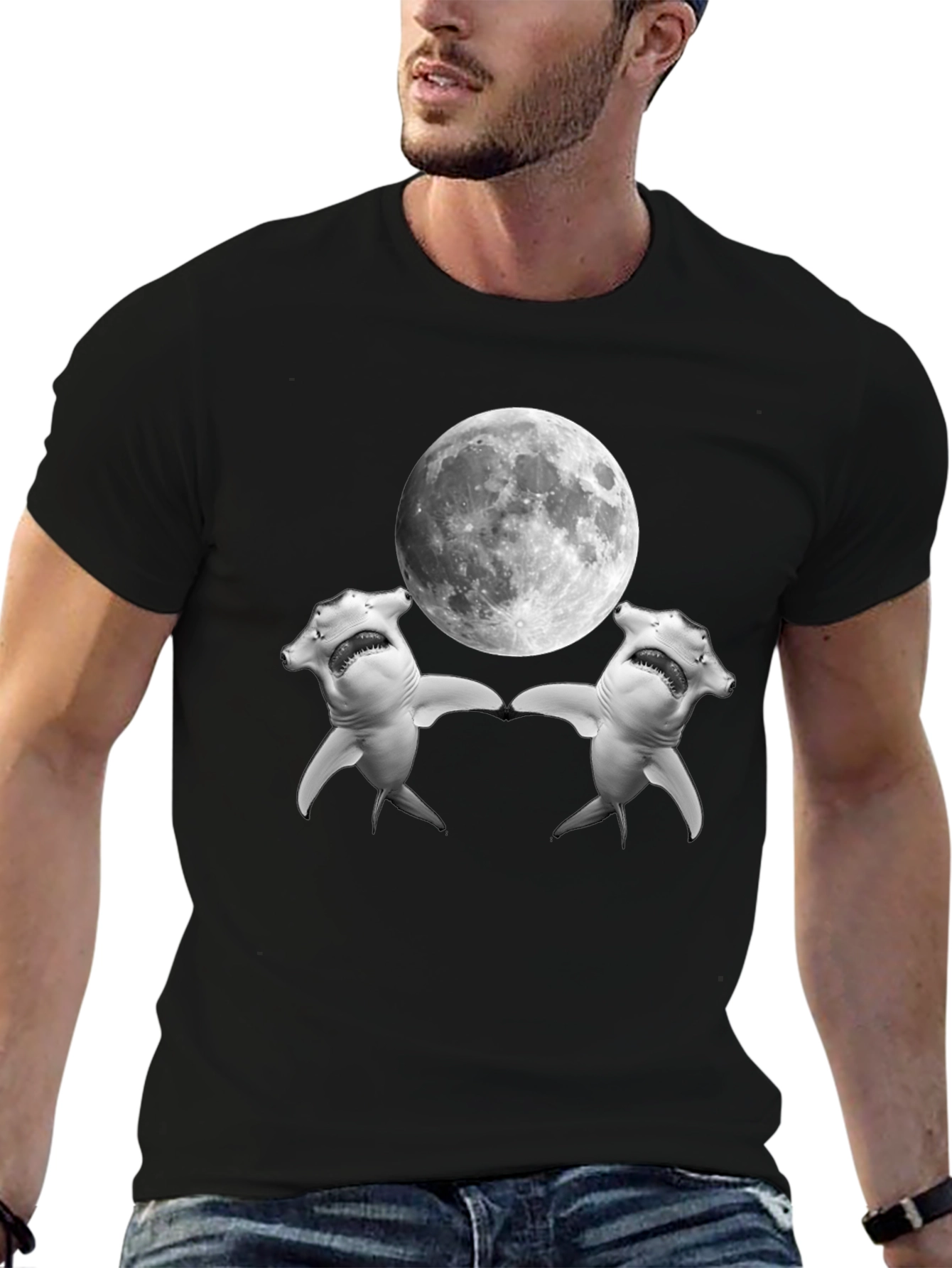 Hammerhead Shark Moon T-Shirt
