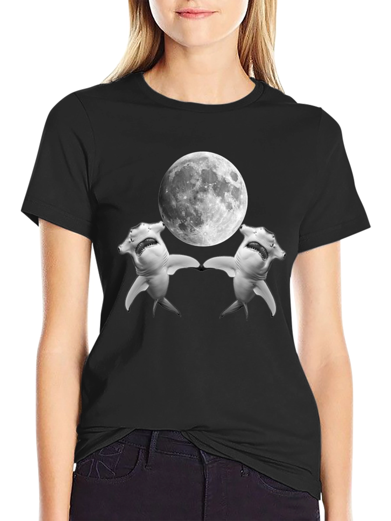 Hammerhead Shark Moon T-Shirt