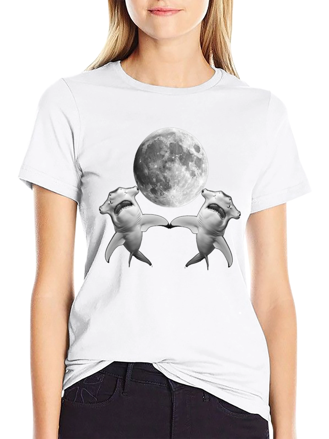 Hammerhead Shark Moon T-Shirt