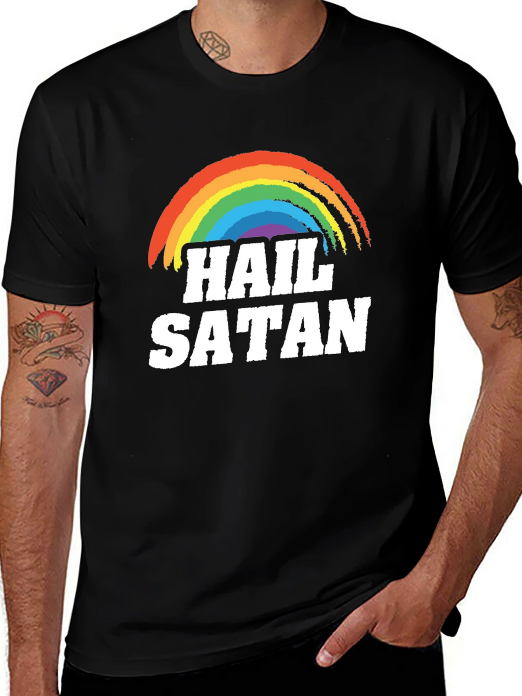 Hail Satan Rainbow T-Shirt - Prideful Rebellion