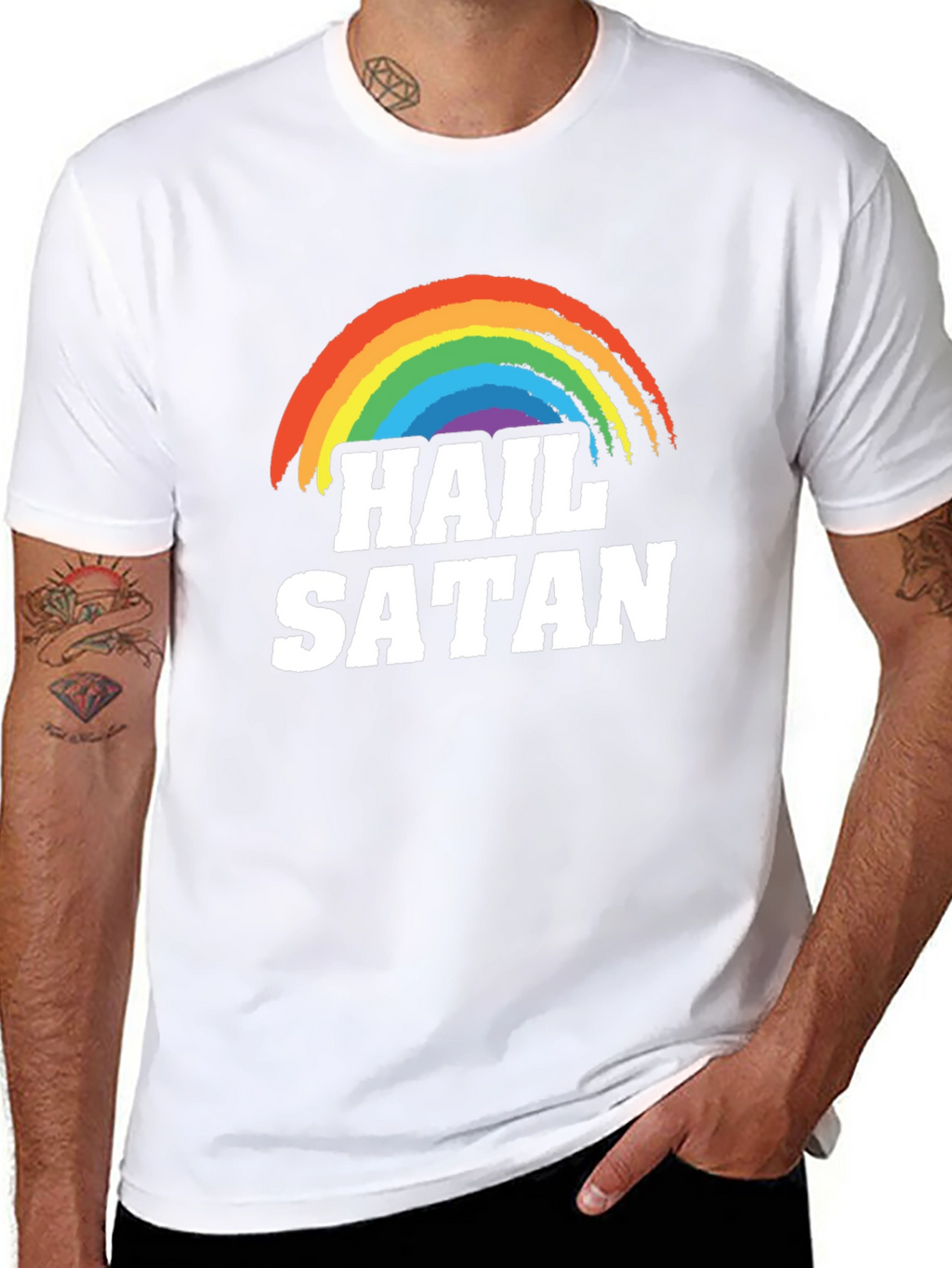 Hail Satan Rainbow T-Shirt - Prideful Rebellion