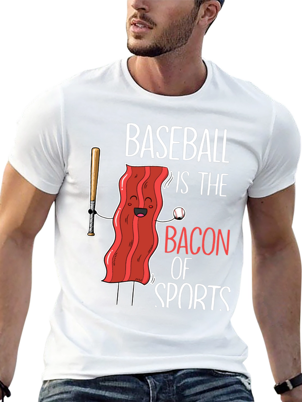 Baseball Bacon of Sports Graphic T-Shirt