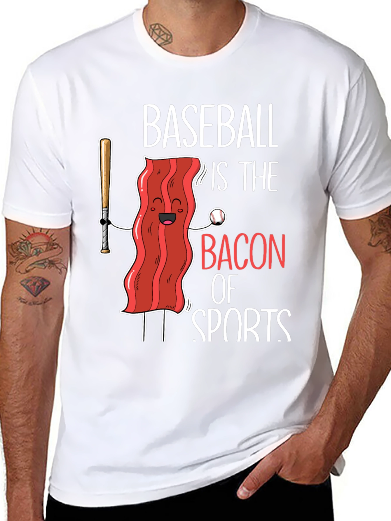 Baseball Bacon of Sports Graphic T-Shirt
