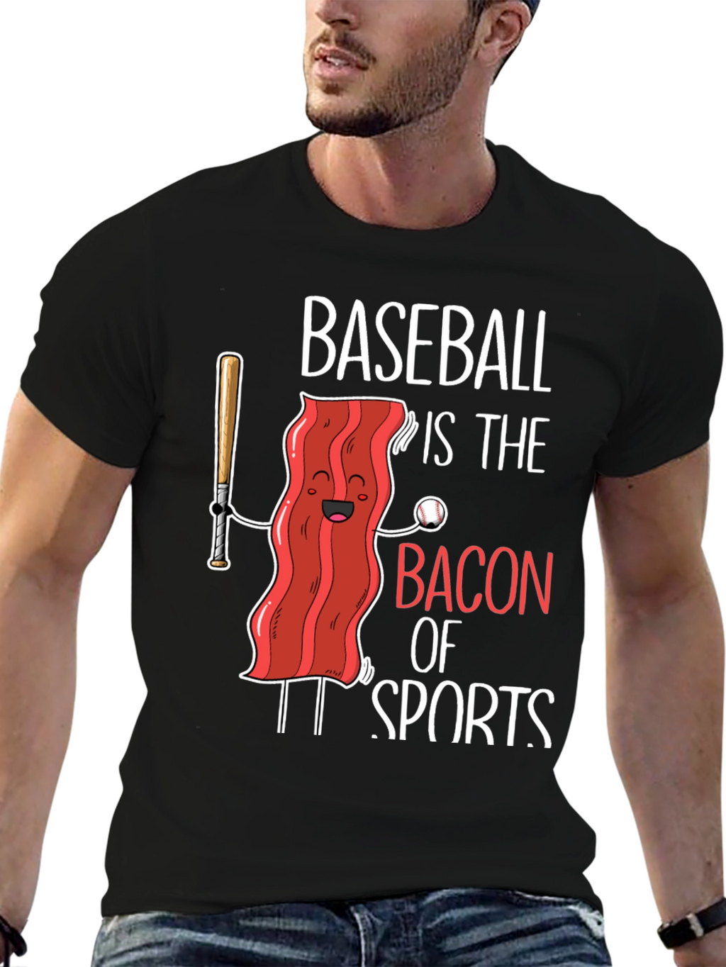 Baseball Bacon of Sports Graphic T-Shirt