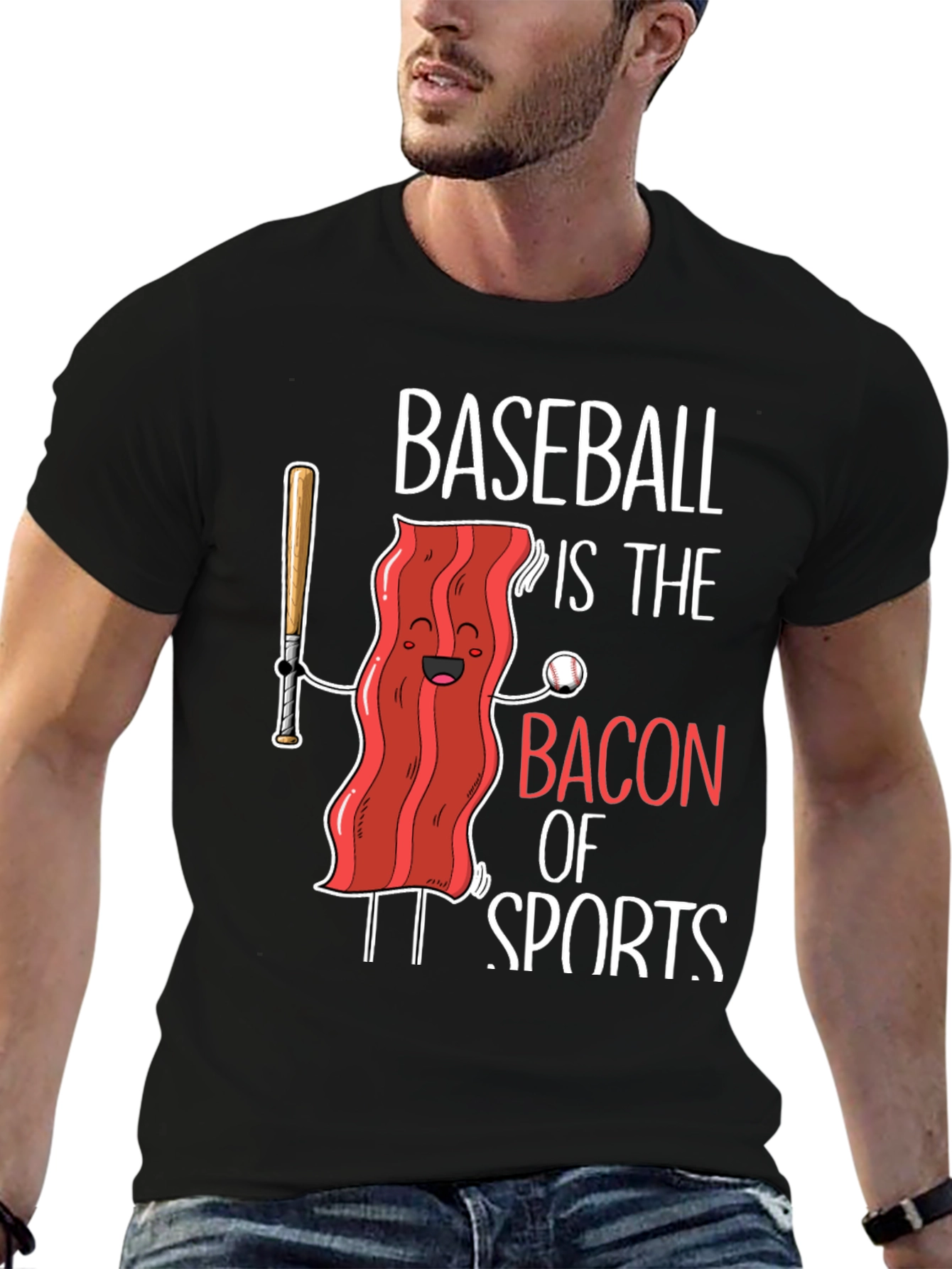 Baseball Bacon of Sports Graphic T-Shirt